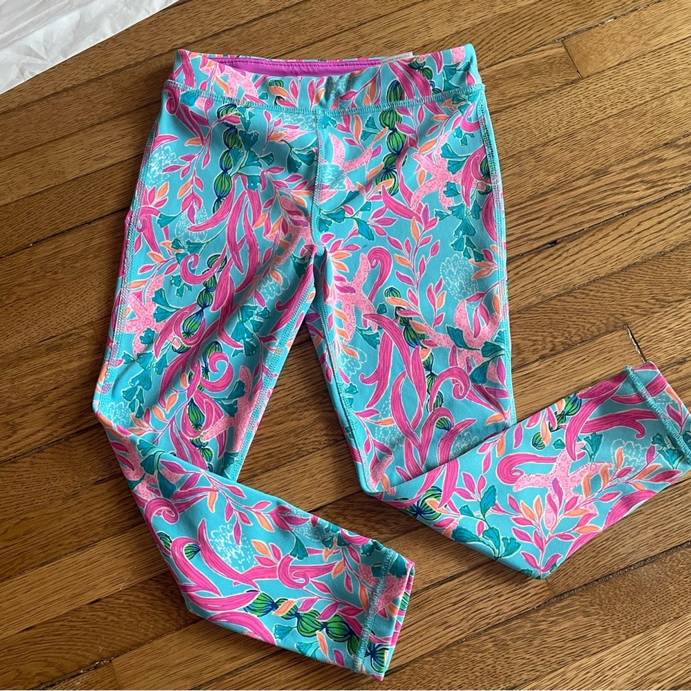 Lilly Pulitzer little girls leggings 4-5 pink blue Luxlatic